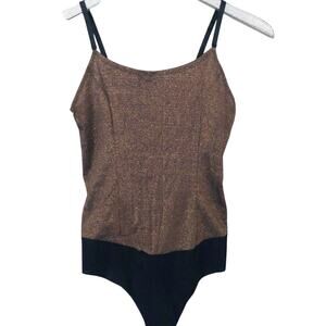 Commando Bronze Soft Sparkle Cami Thong Bodysuit NEW